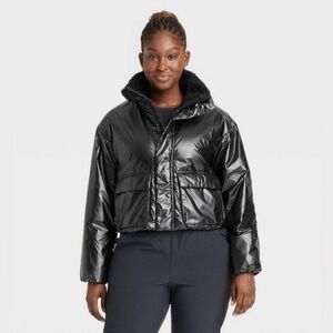 Women's Midweight Puffer Jacket - All In Motion Black Size Medium